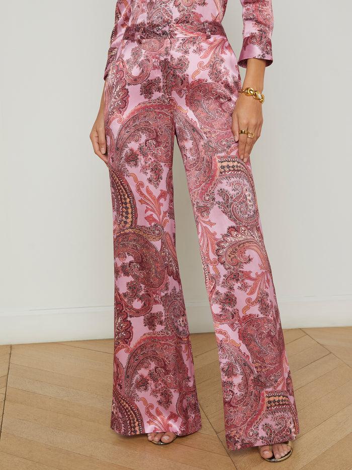 l'agence Pantalon ample en soie Pilar Mauve Multi French Paisley