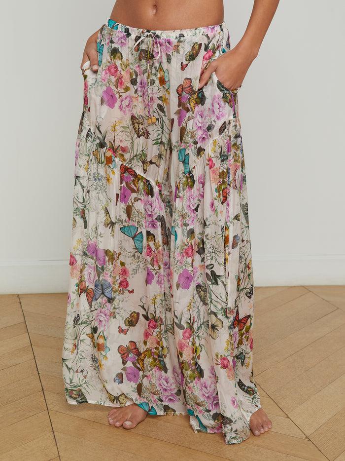 l'agence Pantalon de couverture Sharon Vintage White Multi Charonda Butterfly