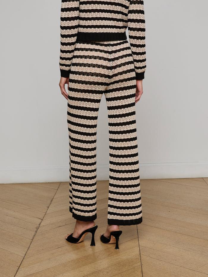 L'agence Pantalon En Tricot Pointelle Gaelle Black/Natural Stripe