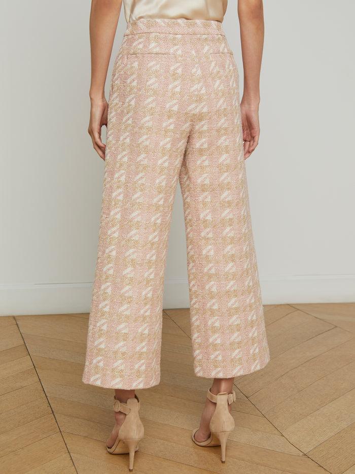 L'agence Pantalon En Tweed 7/8 Lula Ecru/Pink/Gold Houndstooth