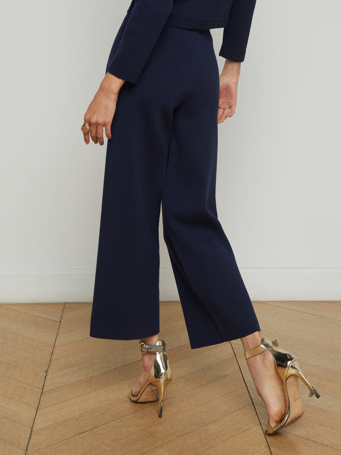 L'agence Pantalon Large En Maille Madrid Midnight/Gold
