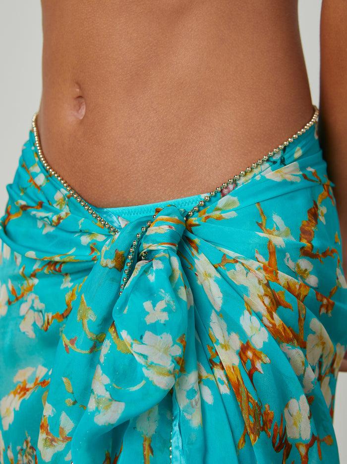 L'agence Paréo Transparent Maribel Teal Multi Watercolor Cherry Blossom