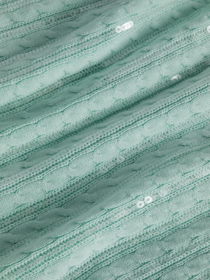 L'agence Pull En Maille Torsadée à Sequins Trinity Pale Jade