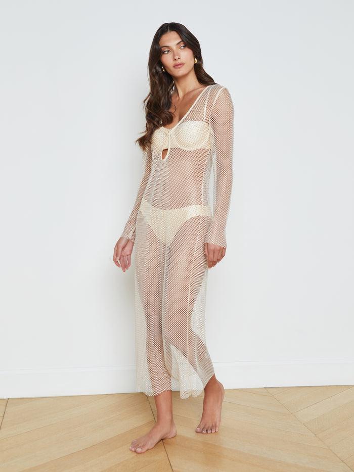 L'agence Robe Cache-maillot En Maille Sara Champagne