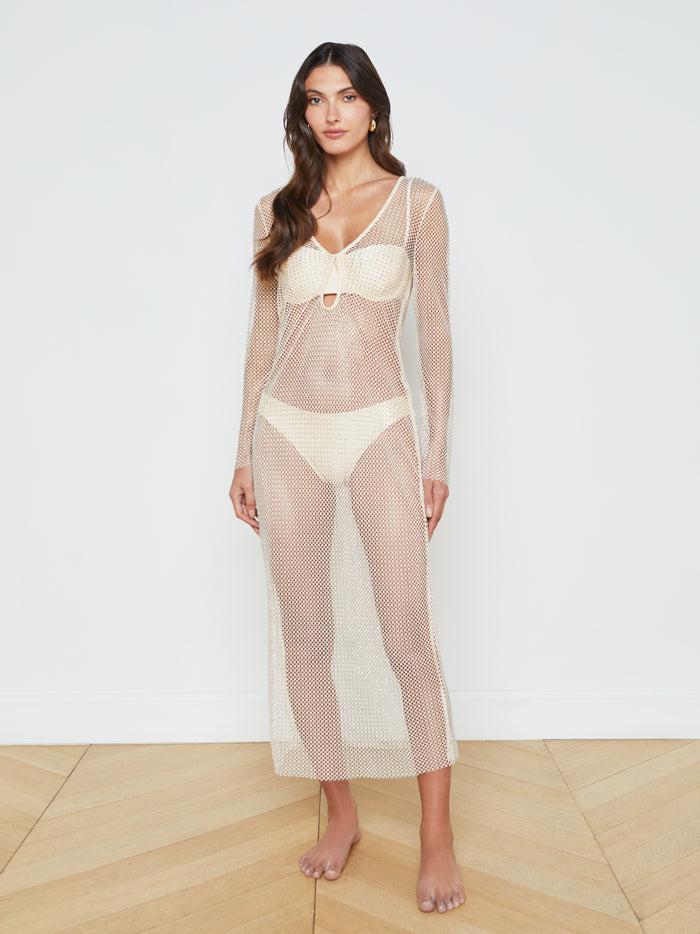 l'agence Robe cache-maillot en maille Sara Champagne