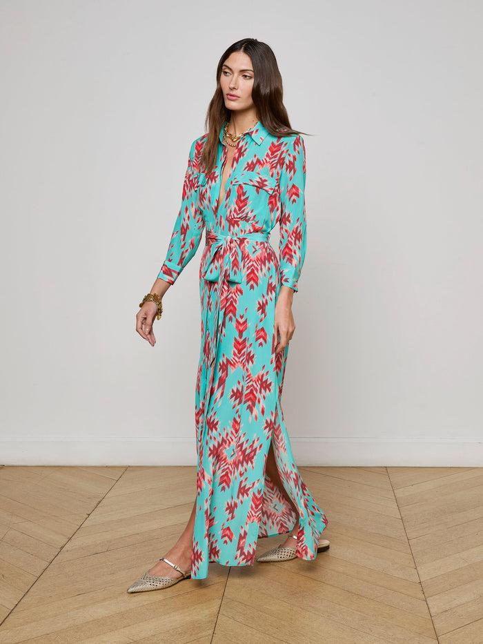 l'agence Robe chemise Cameron Pool Blue Multi Ganado Print