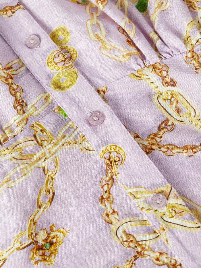 l'agence Robe chemise en lin mélangé Demie Pale Orchid Multi Jade Chain