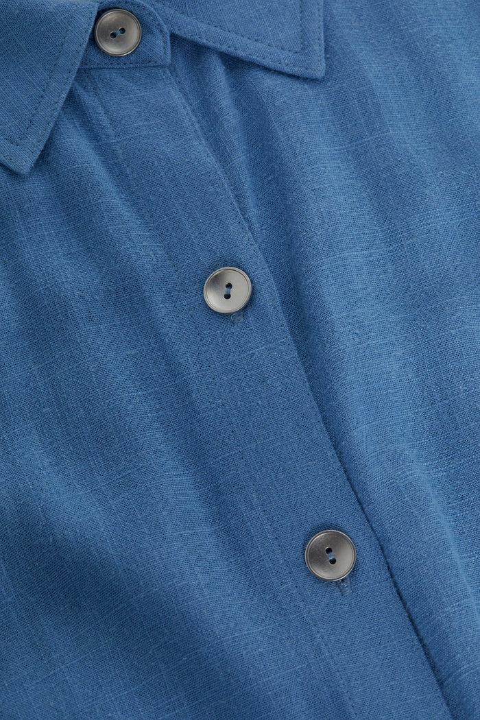 L'agence Robe Chemise En Lin Mélangé Malika Harbor Blue/Pebble