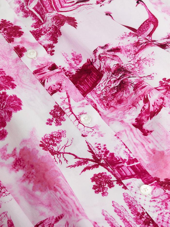 L'agence Robe Chemise En Popeline Meadow White/Pink Large Porcelain Toile