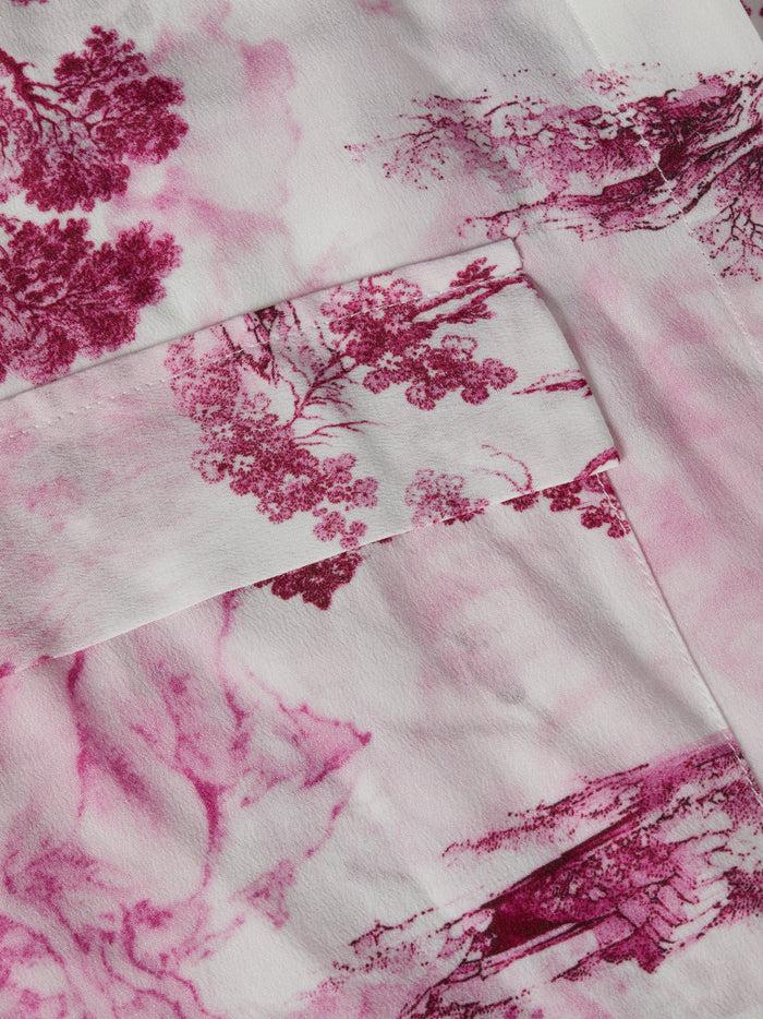 L'agence Robe Chemise En Soie Cameron White/Pink Large Porcelain Toile
