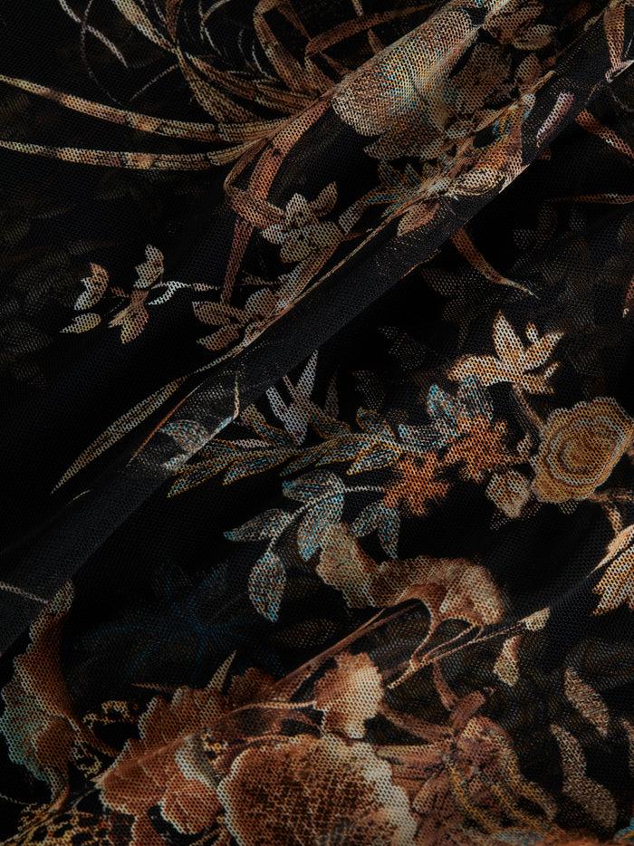 l'agence Robe courte avec fronces Sunny Black Multi Tapestry Jungle Print