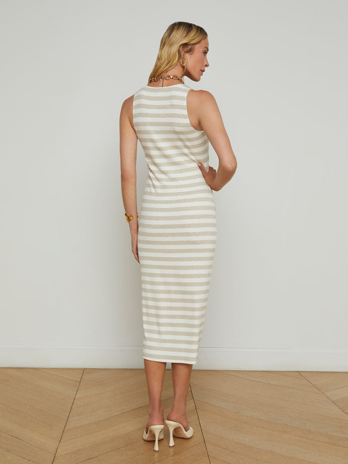 L'agence Robe Débardeur Mi-longue Ivanna Ivory/Marble Stripe