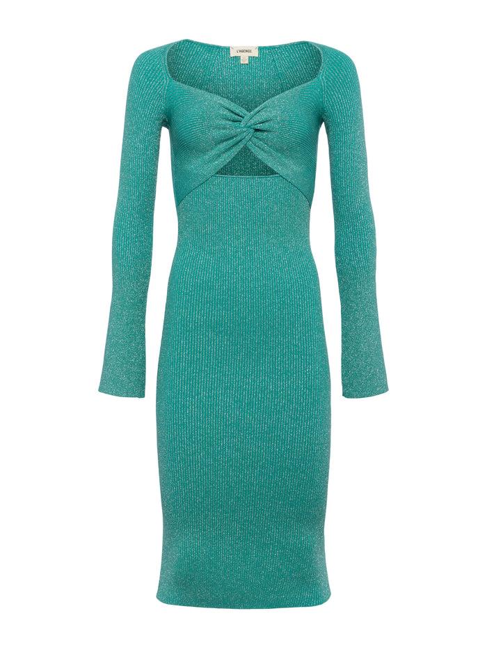 L'agence Robe En Maille Twistée Sur Le Devant Boa Jade