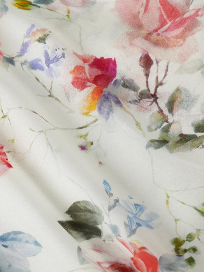 L'agence Robe En Soie Miki Ivory Multi Watercolor Dusty Floral