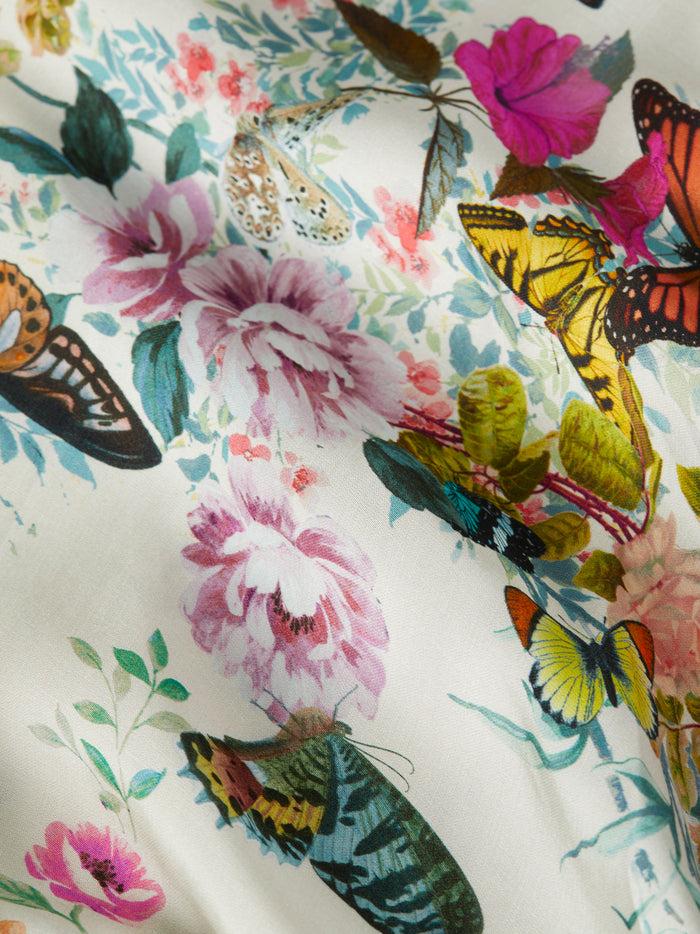 L'agence Robe Longue En Satin Akiya Vintage White Multi Charonda Butterfly