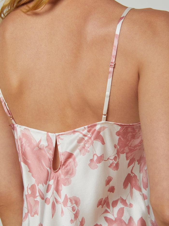 L'agence Robe Nuisette En Soie Inez Ikebana Pearl/Dusty Rose