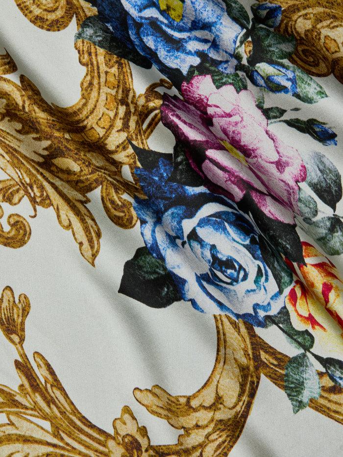 L'agence Robe Nuisette En Soie Serita Vintage White Large Floral Baroque