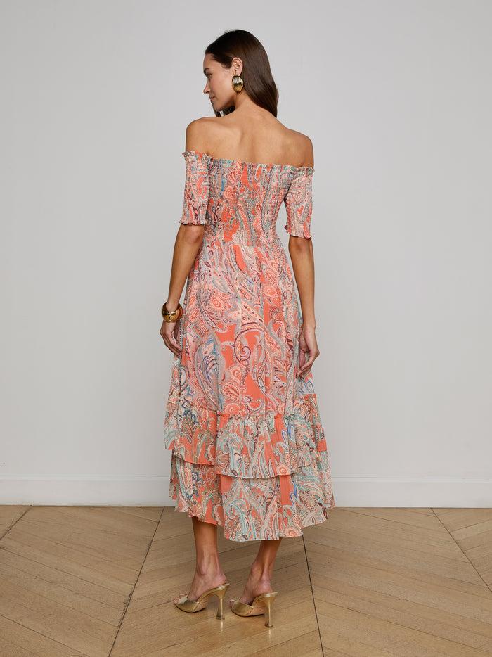 L'agence Robe Oriel Orange/Light Blue Traditional Paisley