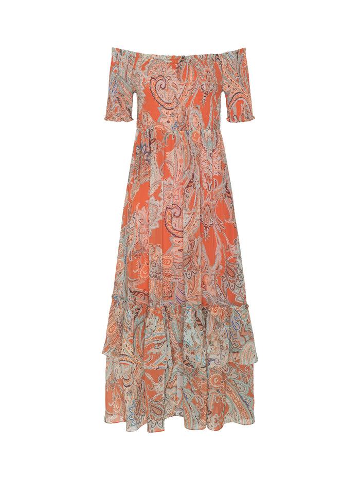 L'agence Robe Oriel Orange/Light Blue Traditional Paisley