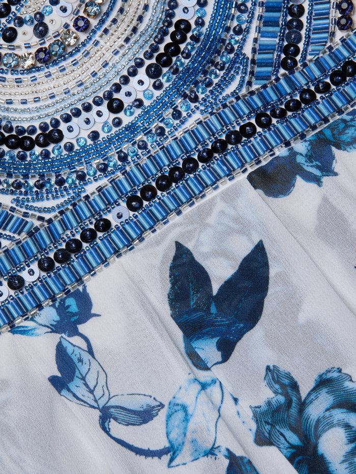 L'agence Robe Ornée Annistyn White/Blue Painterly Floral