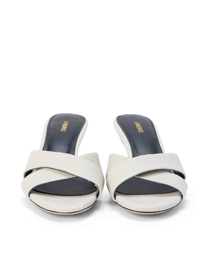 L'agence Sandales à Petit Talon Aveline Ivory Lizard Leather