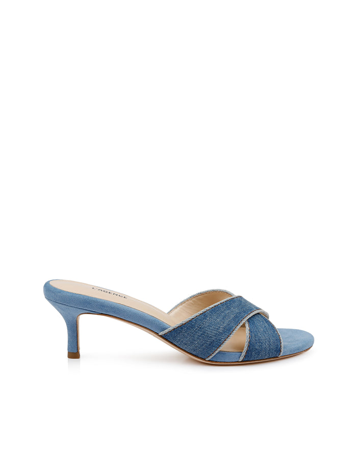 L'agence Sandales à Petit Talon Aveline Light Blue Denim