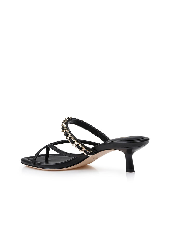 L'agence Sandales à Petit Talon Georgette Black Leather