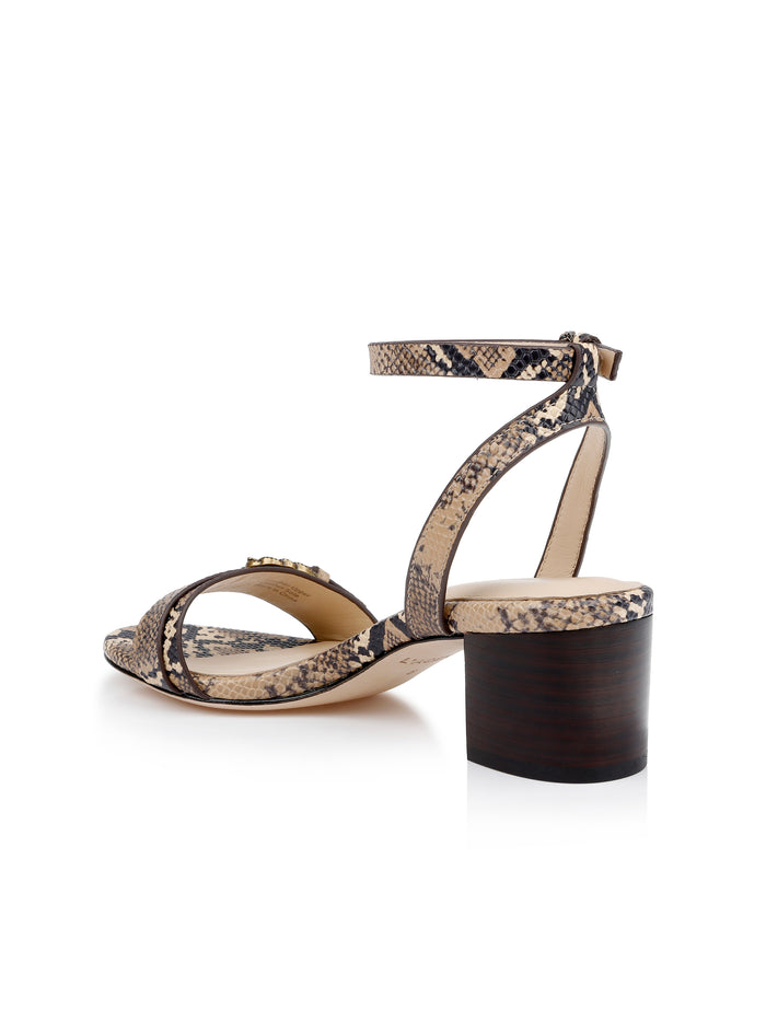 L'agence Sandales En Cuir Hughette Natural Snake Embossed Leather