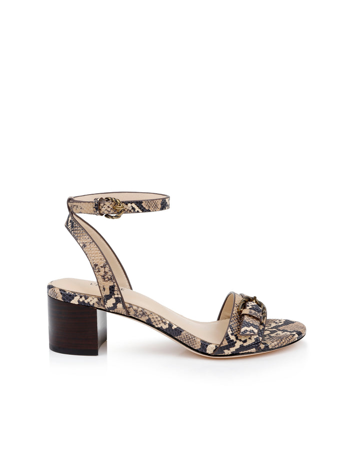L'agence Sandales En Cuir Hughette Natural Snake Embossed Leather