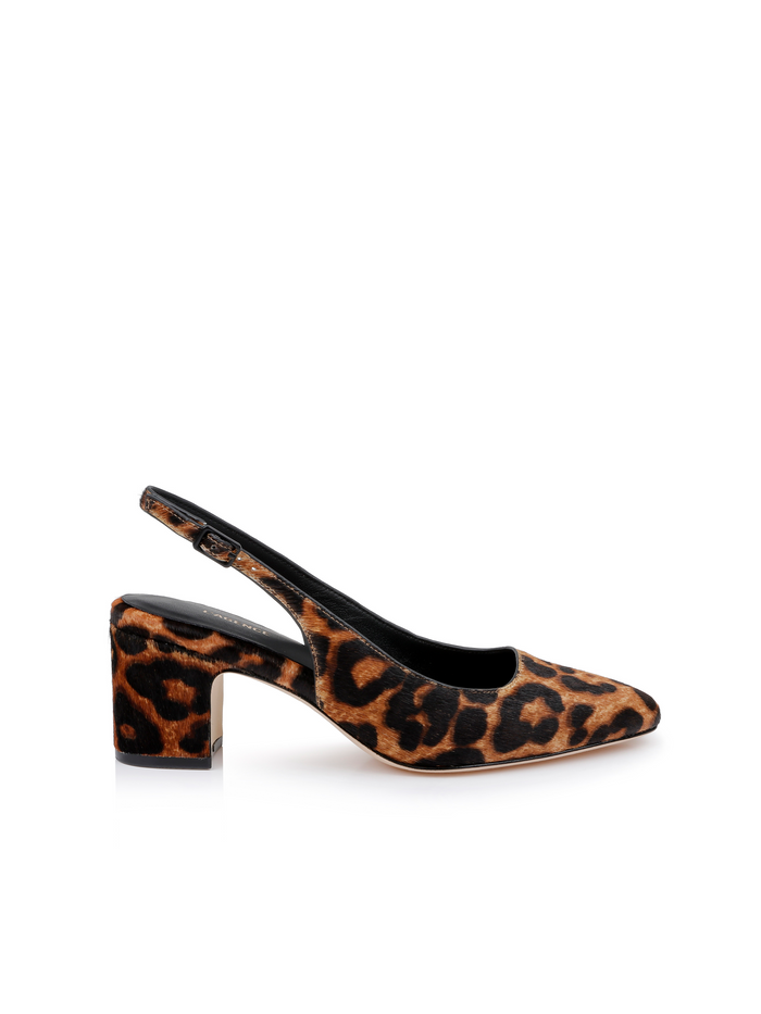 L'agence Slingback En Cuir Elena Natural Leopard Hair