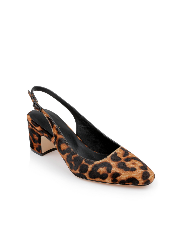l'agence Slingback en cuir Elena Natural Leopard Hair