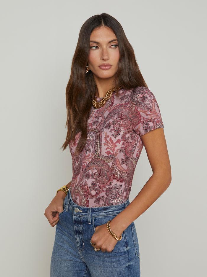 L'agence T-shirt Ajusté Ressi Mauve Multi French Paisley