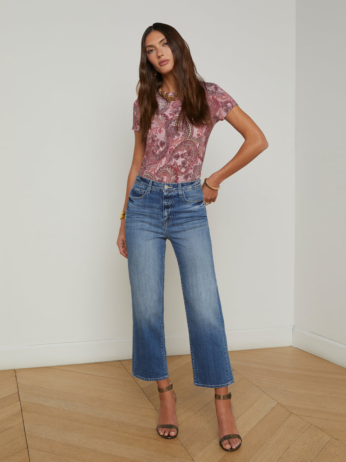 L'agence T-shirt Ajusté Ressi Mauve Multi French Paisley