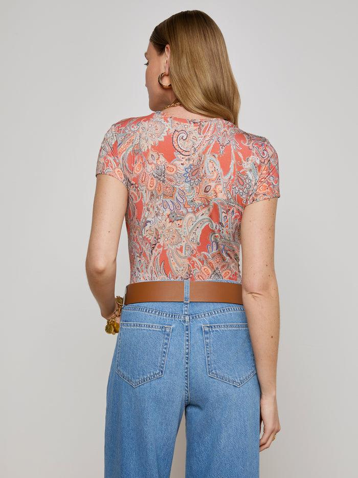 L'agence T-shirt Ajusté Ressi Orange/Light Blue Traditional Paisley