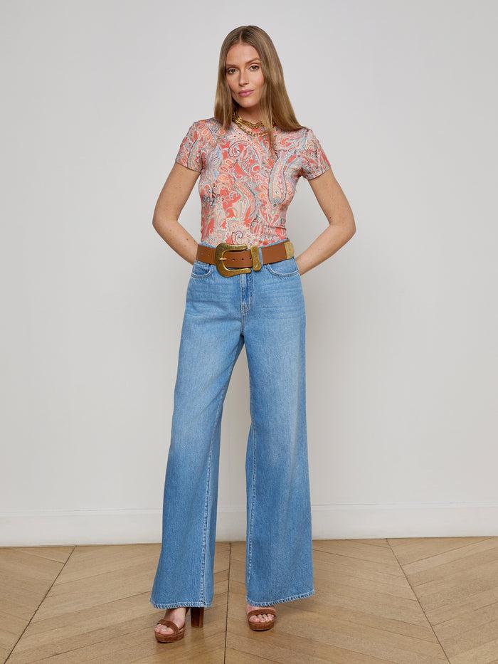 l'agence T-shirt ajusté Ressi Orange/Light Blue Traditional Paisley