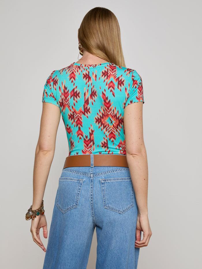 L'agence T-shirt Ajusté Ressi Pool Blue Multi Ganado Print