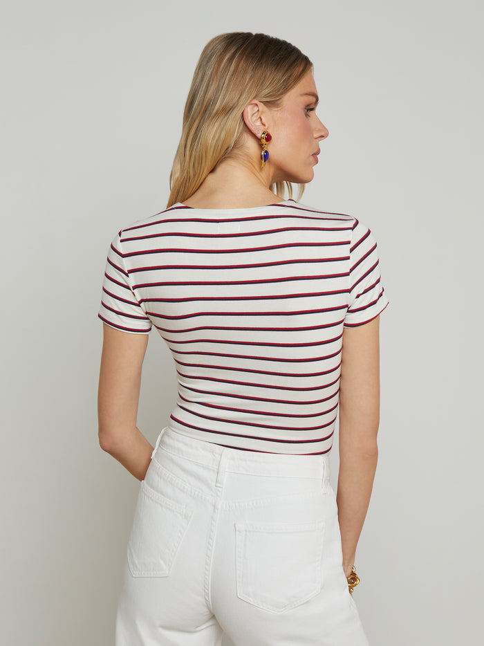 L'agence T-shirt Ajusté Ressi Red/Navy/White Stripe