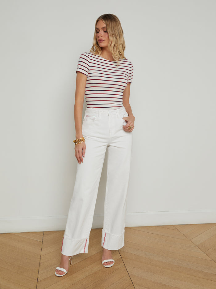 L'agence T-shirt Ajusté Ressi Red/Navy/White Stripe