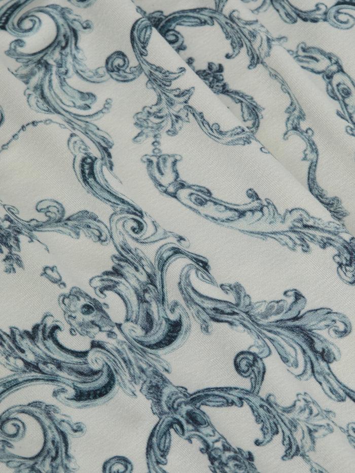 L'agence T-shirt Ajusté Ressi Vintage White Blue Scroll Toile