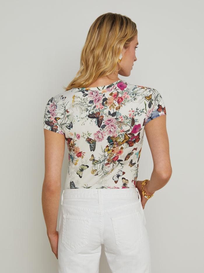 L'agence T-shirt Ajusté Ressi Vintage White Multi Charonda Butterfly