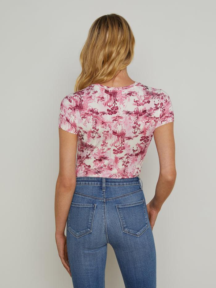 L'agence T-shirt Ajusté Ressi White Pink Porcelain Toile