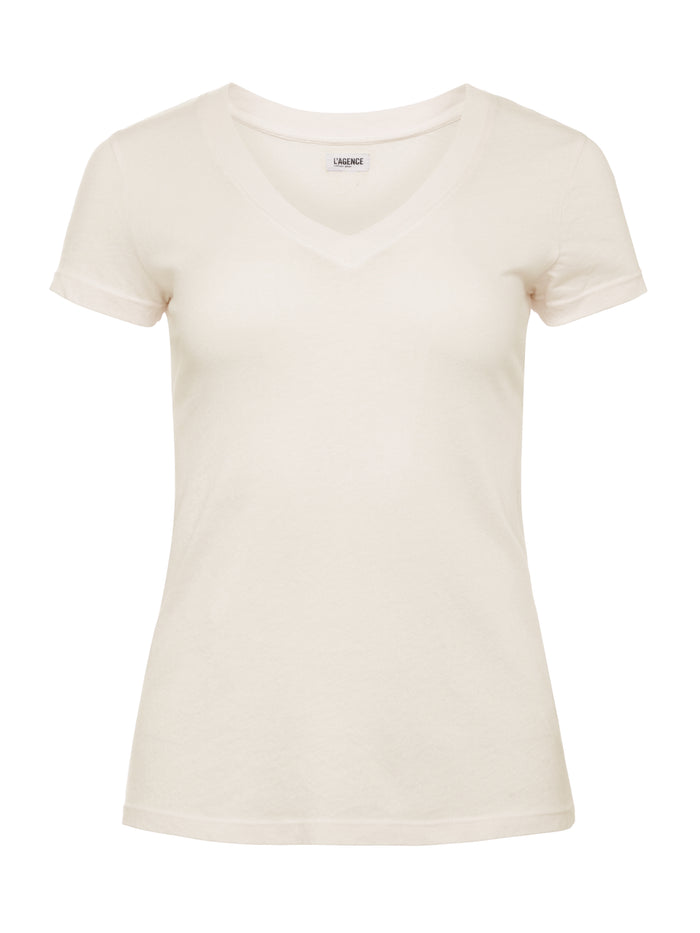 L'agence T-shirt En Coton à Col V Becca Blanc Vintage