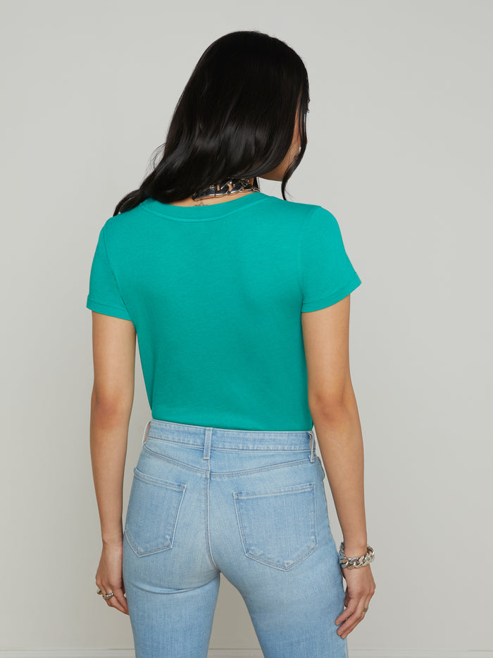 L'agence T-shirt En Coton àencolure Dégagée Cory Bright Jade