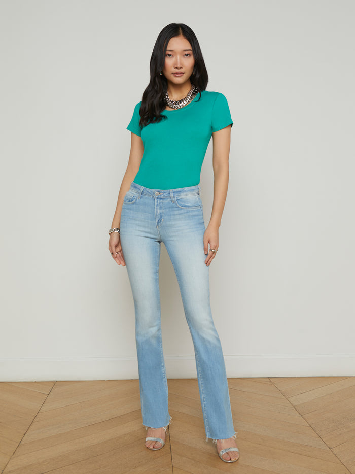 L'agence T-shirt En Coton àencolure Dégagée Cory Bright Jade