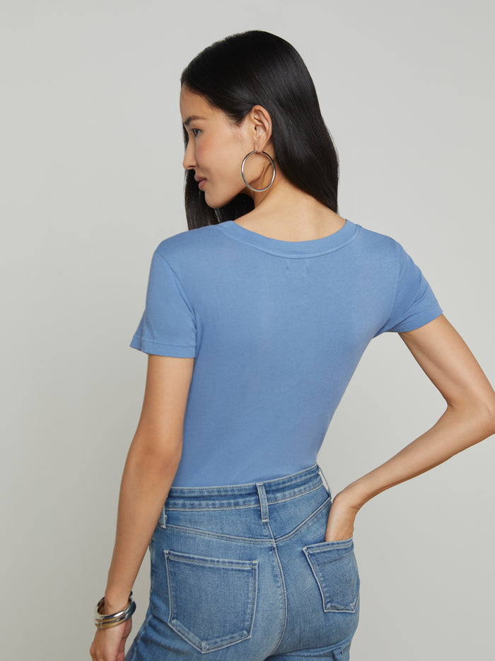 L'agence T-shirt En Coton àencolure Dégagée Cory Harbor Blue