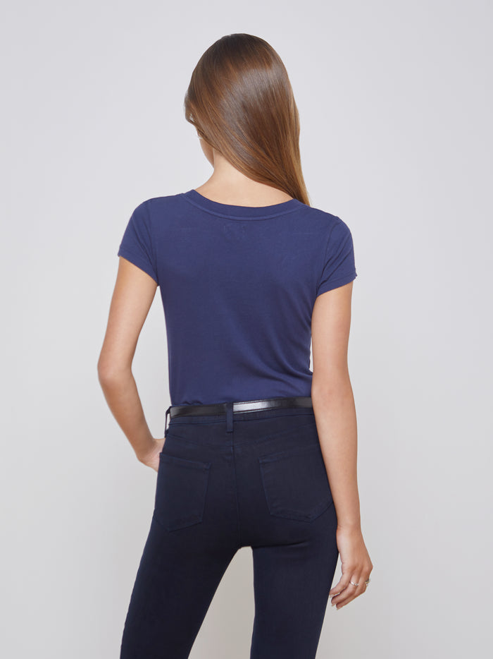 L'agence T-shirt En Coton àencolure Dégagée Cory Marine