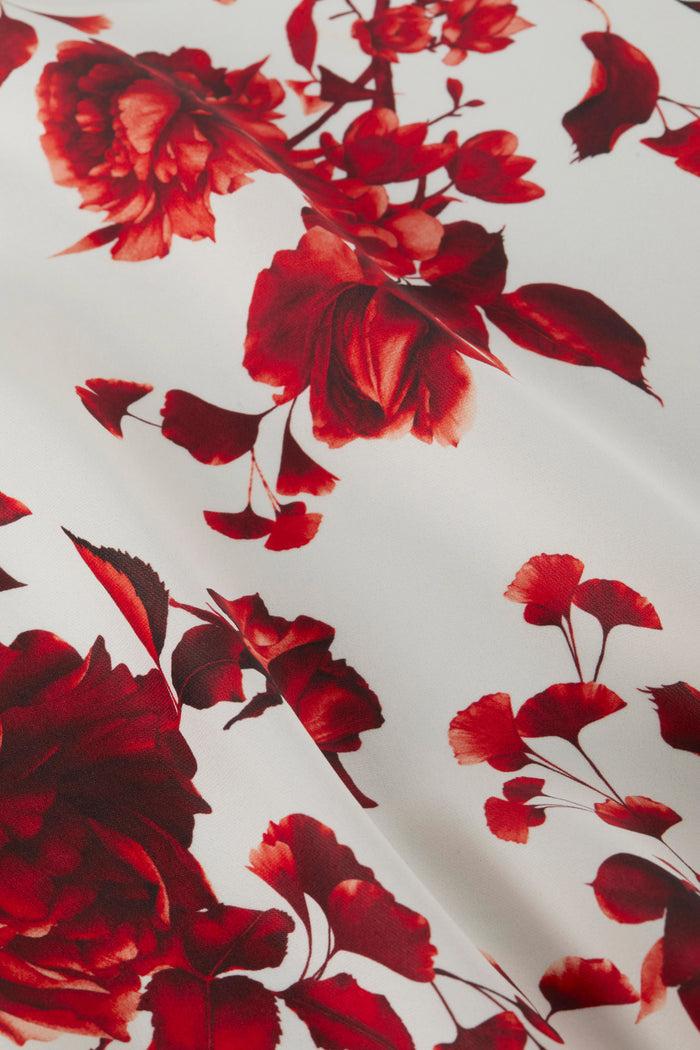 L'agence T-shirt En Soie à Ourlet Brut Suzette Ivory/Red Ikebana