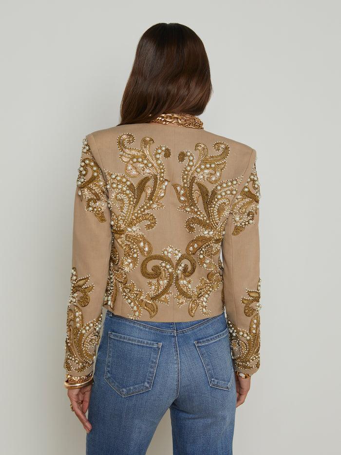 L'agence Veste à Broderies Et Perles Remini Dark Cappuccino