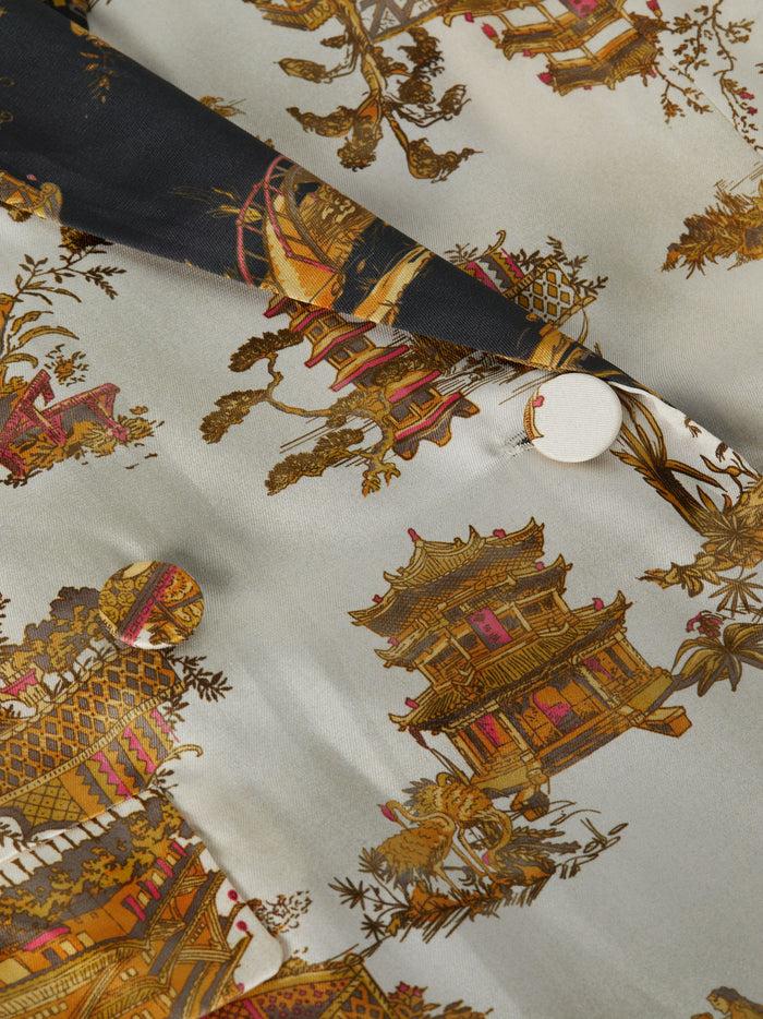 L'agence Veste Cache-cœur En Satin Hinata Ecru Multi Chinoiserie