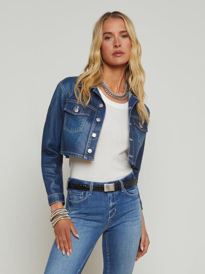 L'agence Veste En Denim Enduit Genevie Ladera Coated